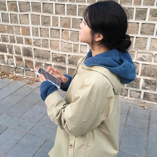 Hooded Oversized Cotton Midi Field Coat