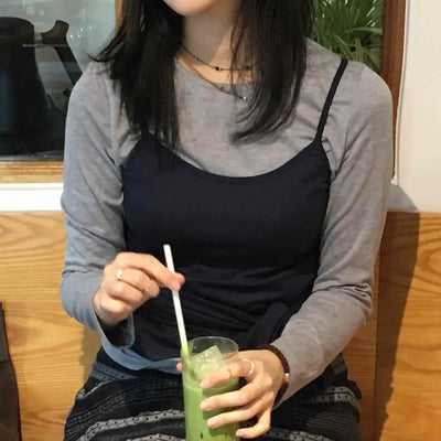 Daily Slim Fit Bustier Layered Long Sleeve Tee