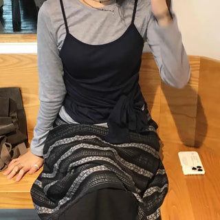 Daily Slim Fit Bustier Layered Long Sleeve Tee
