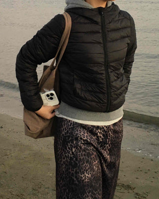 Crop Snap Button Short Padded Lightweight Jumper