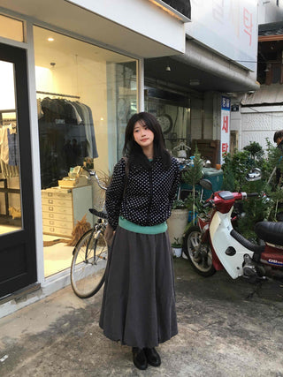 Dot Pattern Zip-Up Hooded Jumper