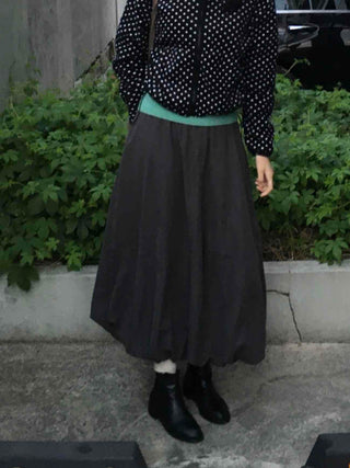 Classic Flare Suede Balloon Long Skirt