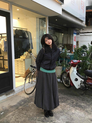 Classic Flare Suede Balloon Long Skirt