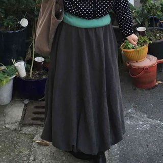 Classic Flare Suede Balloon Long Skirt