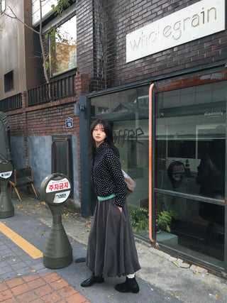 Classic Flare Suede Balloon Long Skirt