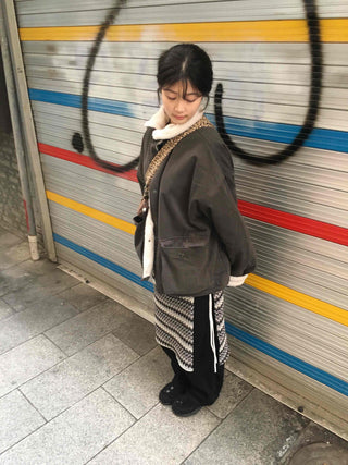 Fleece-lined Tumble Oversized Utility Field Jacket