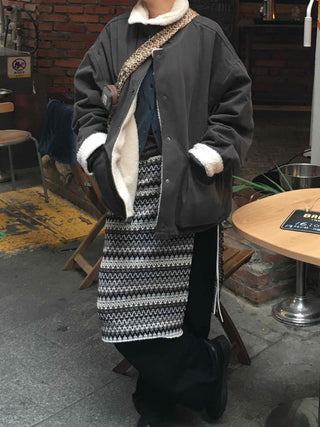 Fleece-lined Tumble Oversized Utility Field Jacket