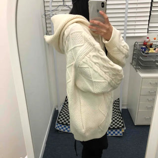 Cable Knit Loose Fit Zip-Up Hoodie