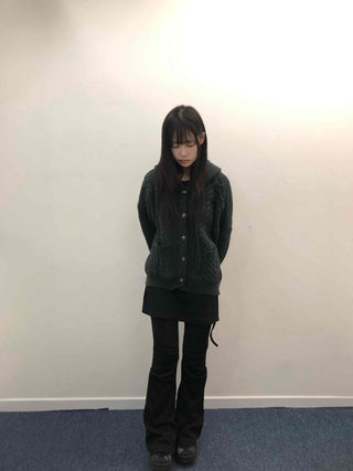 Vintage Cable Waffle Oversized Knit Hooded Cardigan