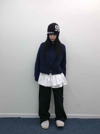 Oversized Rib Knit Zip-Up Cardigan