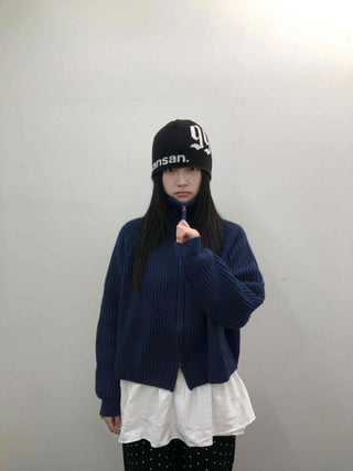 Oversized Rib Knit Zip-Up Cardigan