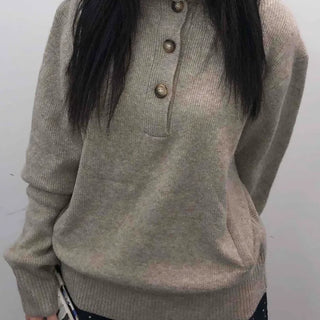 Casual Half Neck Button Cozy Fit Knit