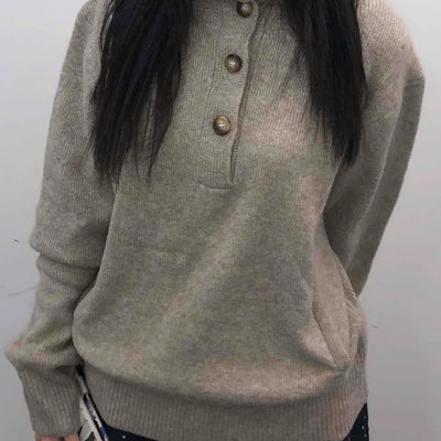 Casual Half Neck Button Cozy Fit Knit