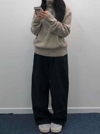 Casual Half Neck Button Cozy Fit Knit
