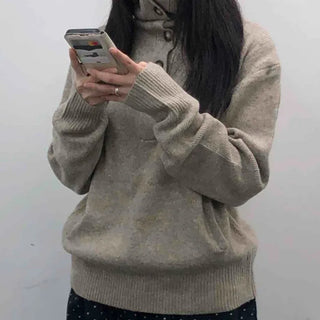 Casual Half Neck Button Cozy Fit Knit