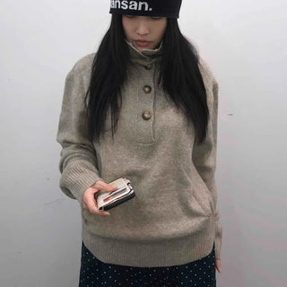 Casual Half Neck Button Cozy Fit Knit