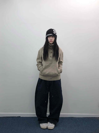 Casual Half Neck Button Cozy Fit Knit