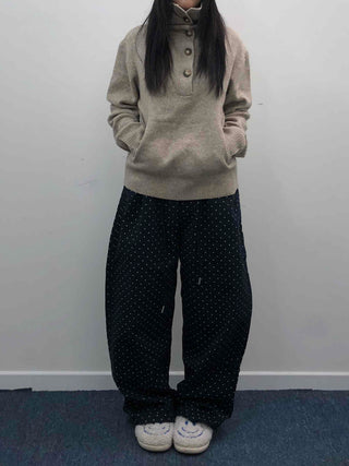 Casual Half Neck Button Cozy Fit Knit