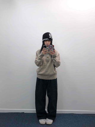 Casual Half Neck Button Cozy Fit Knit