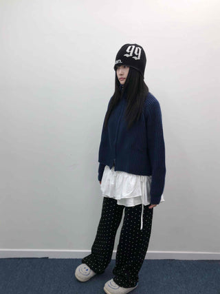 Daily Mini Dot Balloon Fit Elastic Waist Long Pants