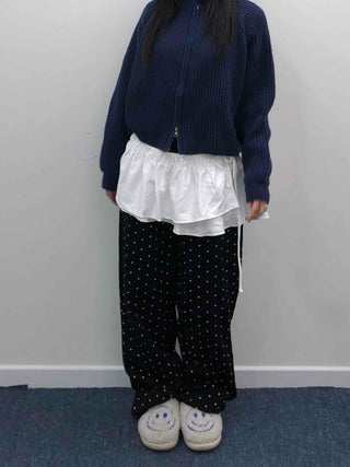 Daily Mini Dot Balloon Fit Elastic Waist Long Pants