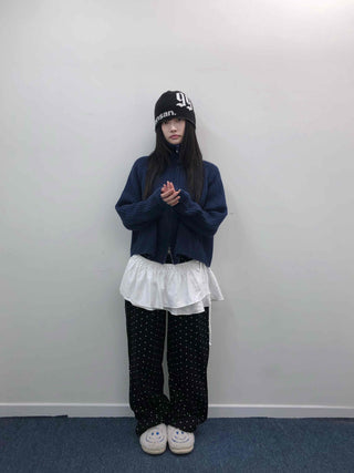 Daily Mini Dot Balloon Fit Elastic Waist Long Pants