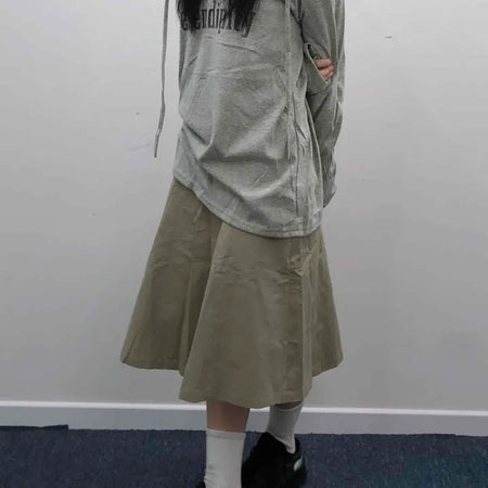 Utility Cotton Flare Midi Skirt