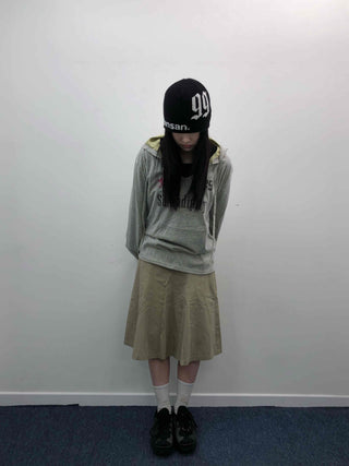 Utility Cotton Flare Midi Skirt