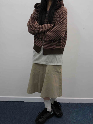 Utility Cotton Flare Midi Skirt