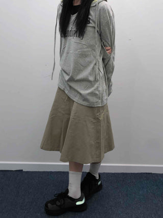 Utility Cotton Flare Midi Skirt