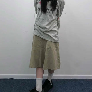 Utility Cotton Flare Midi Skirt