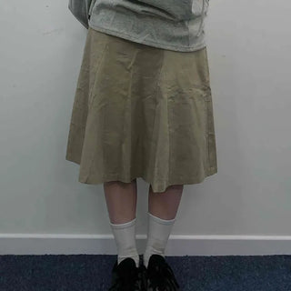 Utility Cotton Flare Midi Skirt