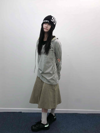 Utility Cotton Flare Midi Skirt