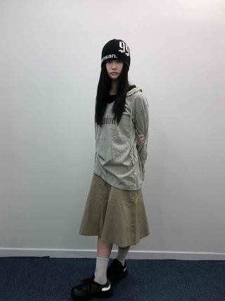 Utility Cotton Flare Midi Skirt