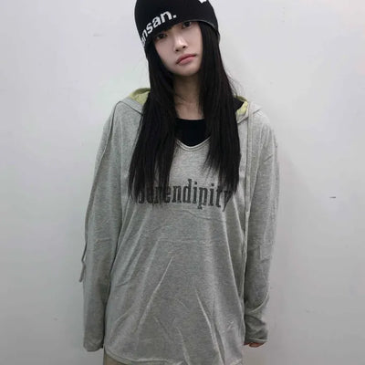Lettering Vintage Washed Oversized Hoodie