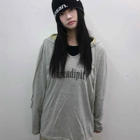 Lettering Vintage Washed Oversized Hoodie