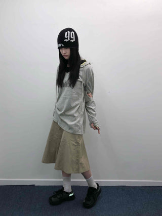 Lettering Vintage Washed Oversized Hoodie