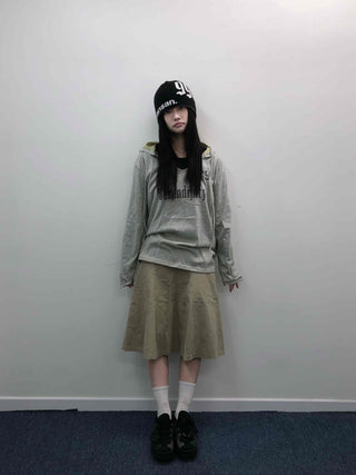 Lettering Vintage Washed Oversized Hoodie