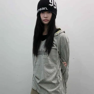Lettering Vintage Washed Oversized Hoodie
