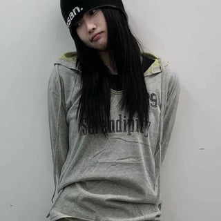 Lettering Vintage Washed Oversized Hoodie