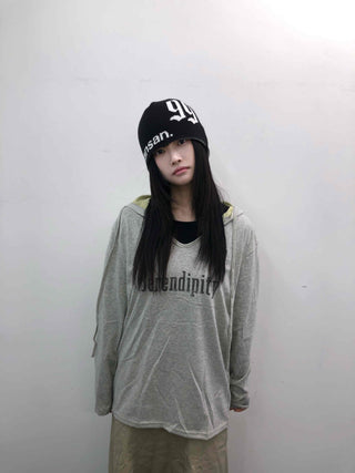 Lettering Vintage Washed Oversized Hoodie