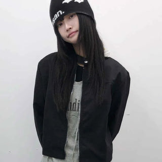 Street-style short loose-fit jumper