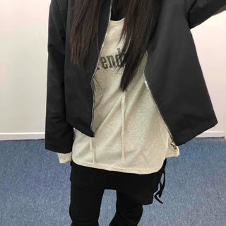 Street-style short loose-fit jumper