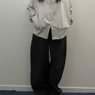Relaxed Striped Ribbed Wide Pants
