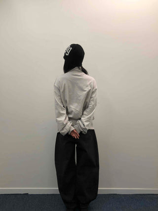 Relaxed Striped Ribbed Wide Pants