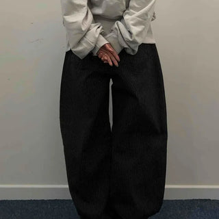 Relaxed Striped Ribbed Wide Pants