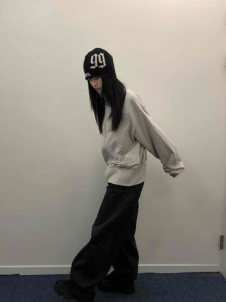 Relaxed Striped Ribbed Wide Pants