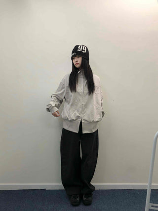 Relaxed Striped Ribbed Wide Pants
