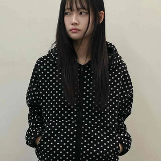 Vintage Dot Balloon Fit Hooded Jacket
