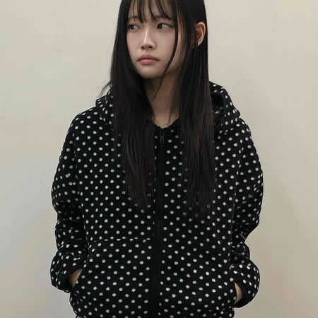 Vintage Dot Balloon Fit Hooded Jacket